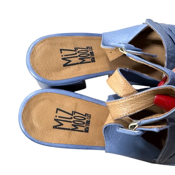 NEW Miz Mooz Satire Blue Leather Block Heel Slingback Sandal Loafer Size 10.5-11 - Picture 4 of 11